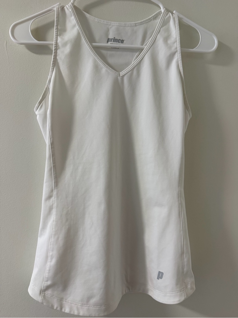 Prince White V-Neck Athletic Tank Top